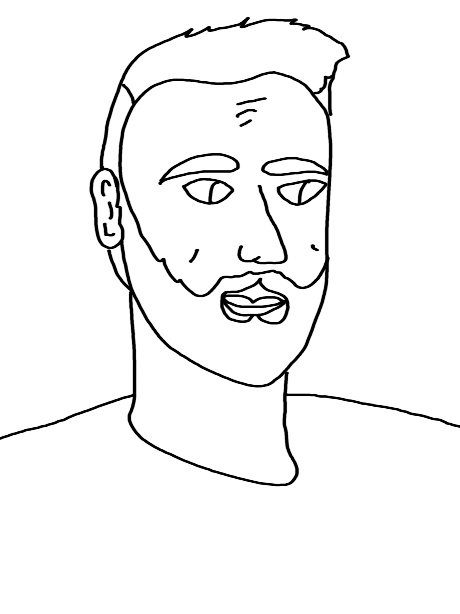 Line drawing portrait of Hayden Sturm